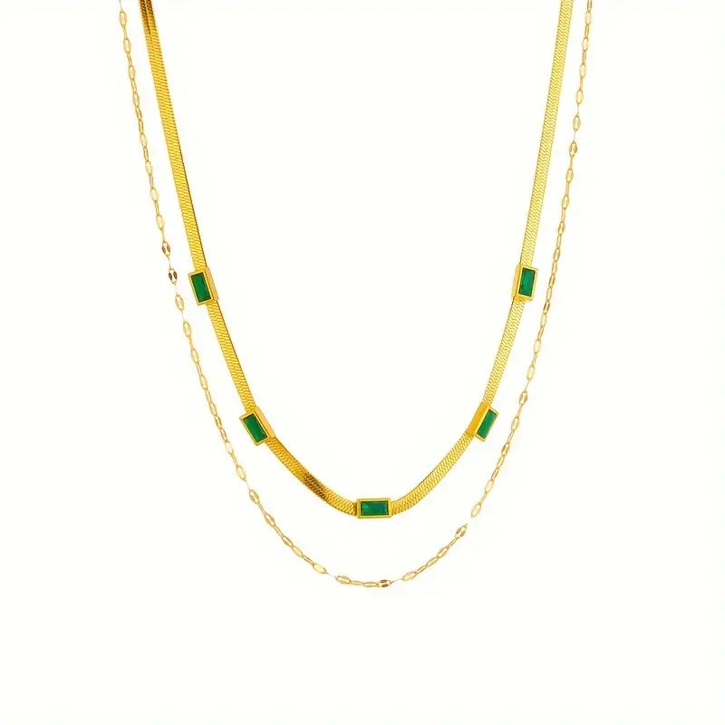 Retro Dobbel Lag Collier Sorella Gem | Gull