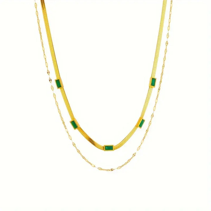 Retro Dobbel Lag Collier Sorella Gem | Gull