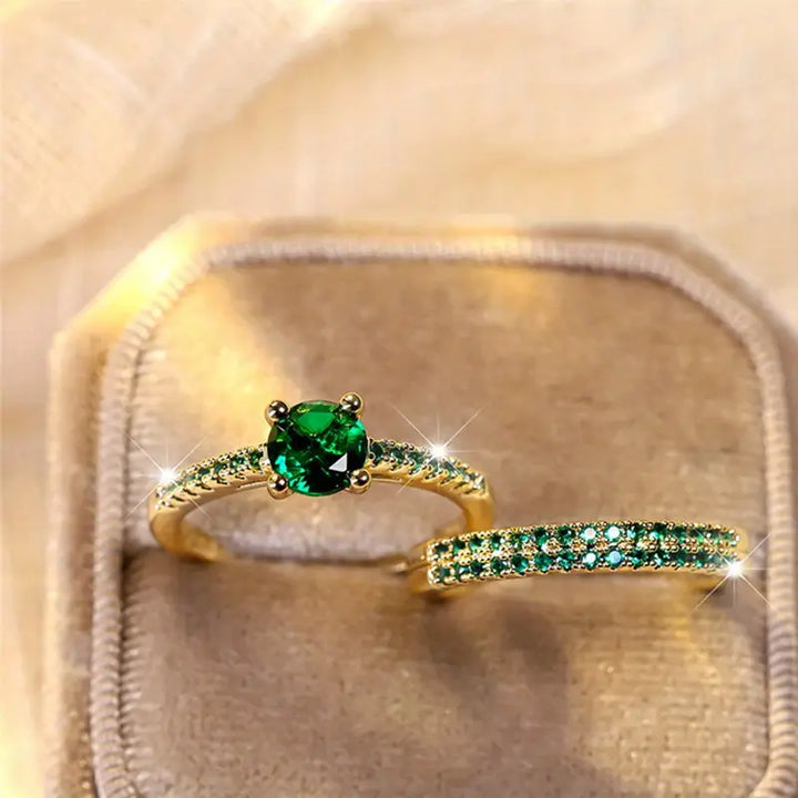 Duo Serena Smaragd Ringsett | Gull