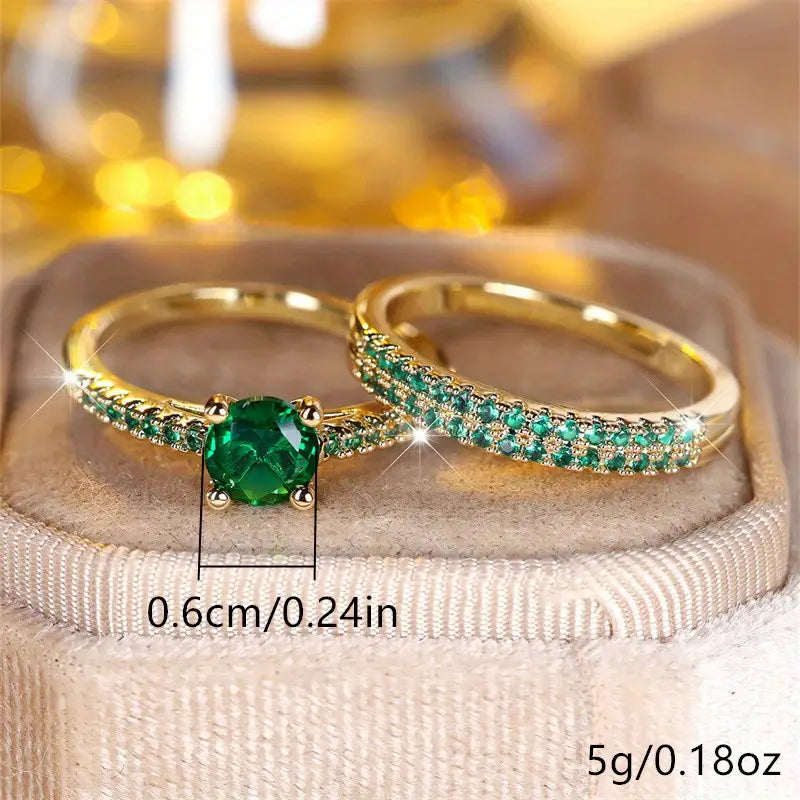 Duo Serena Smaragd Ringsett | Gull
