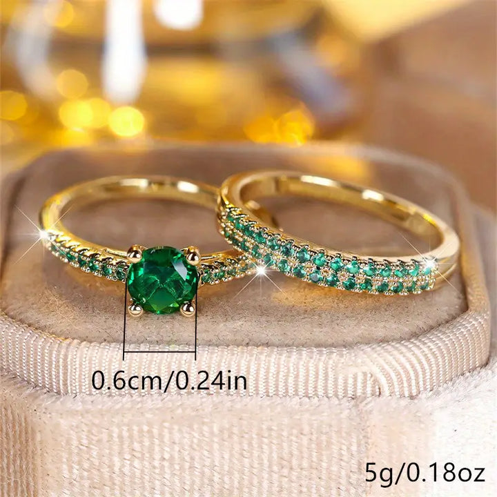 Duo Serena Smaragd Ringsett | Gull