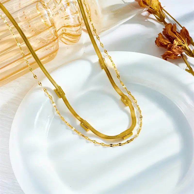 Retro Dobbel Lag Collier Sorella Gem | Gull