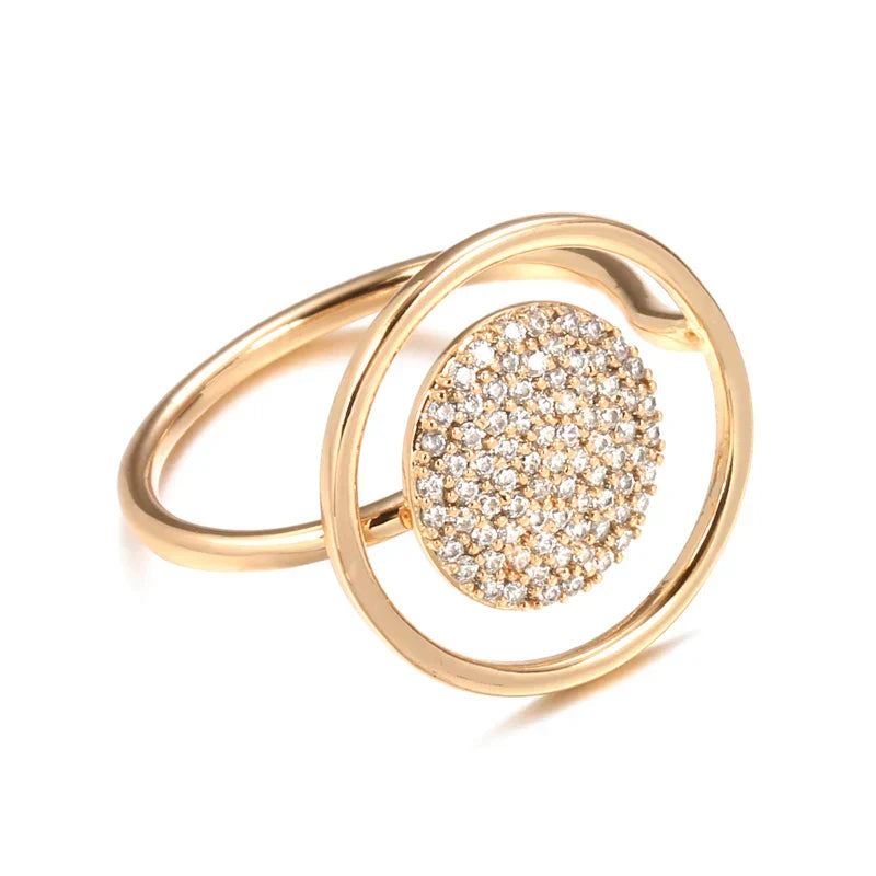 Unik ring for kvinner med full belagt zirkonium, rosa gull 585