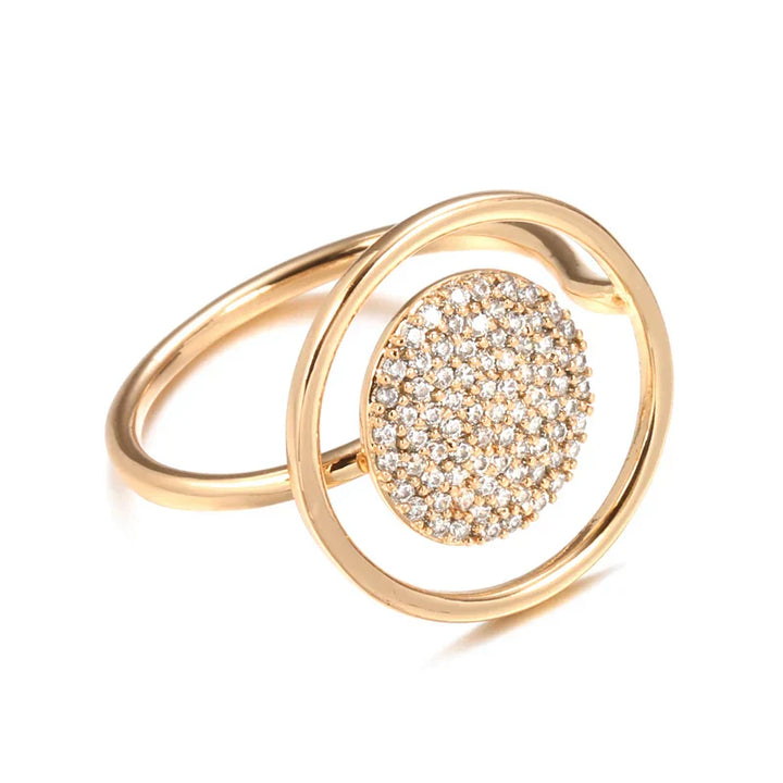 Unik ring for kvinner med full belagt zirkonium, rosa gull 585