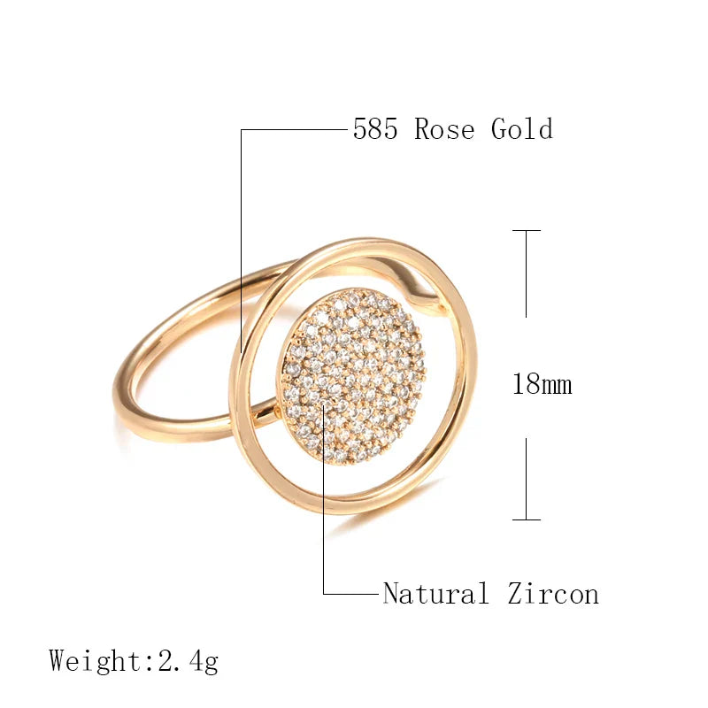 Unik ring for kvinner med full belagt zirkonium, rosa gull 585