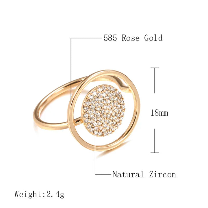 Unik ring for kvinner med full belagt zirkonium, rosa gull 585
