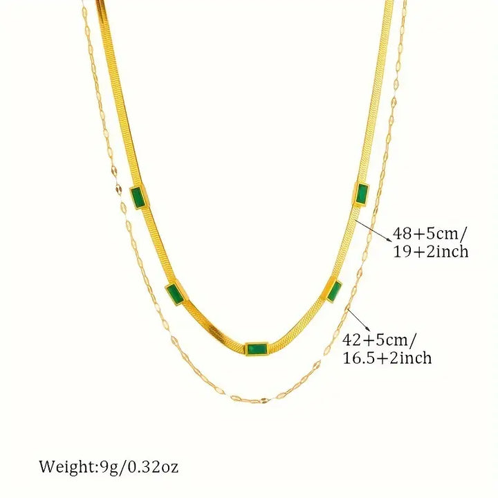 Retro Dobbel Lag Collier Sorella Gem | Gull